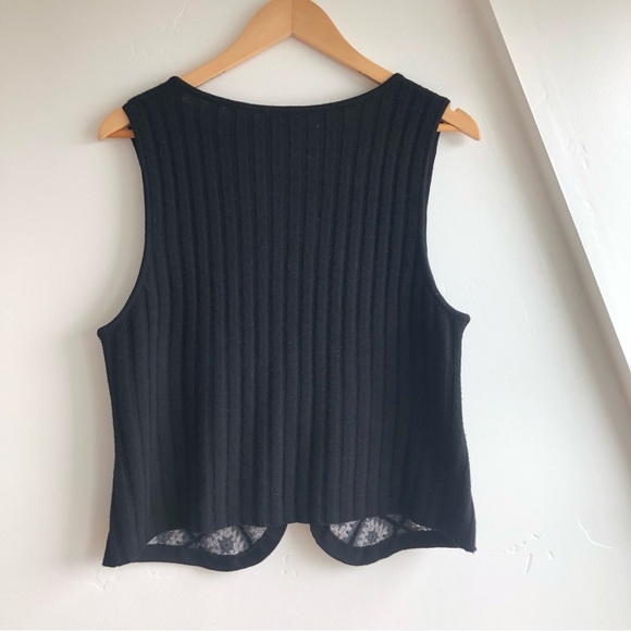 Vintage Talbots merino wool Granny square crochet knit sweater vest Sz L - Picture 9 of 14